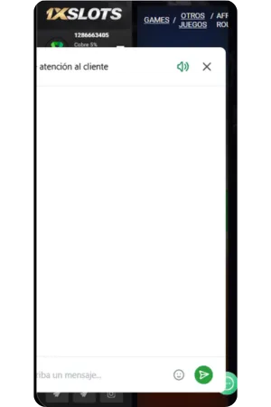 Chat soporte técnico 1xSlots app móvil Argentina - asistencia al cliente 24/7 en español