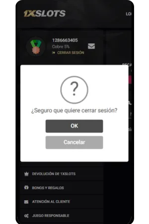 Cierre seguro sesión 1xSlots APK Argentina - protección datos usuario y seguridad cuenta